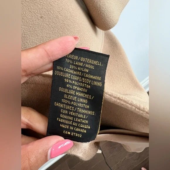 Mackage tan wool leather coat with buttons and pockets XS - Picture 14 of 15